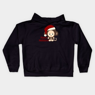 Happy Holidays Santa Monkey Kids Hoodie